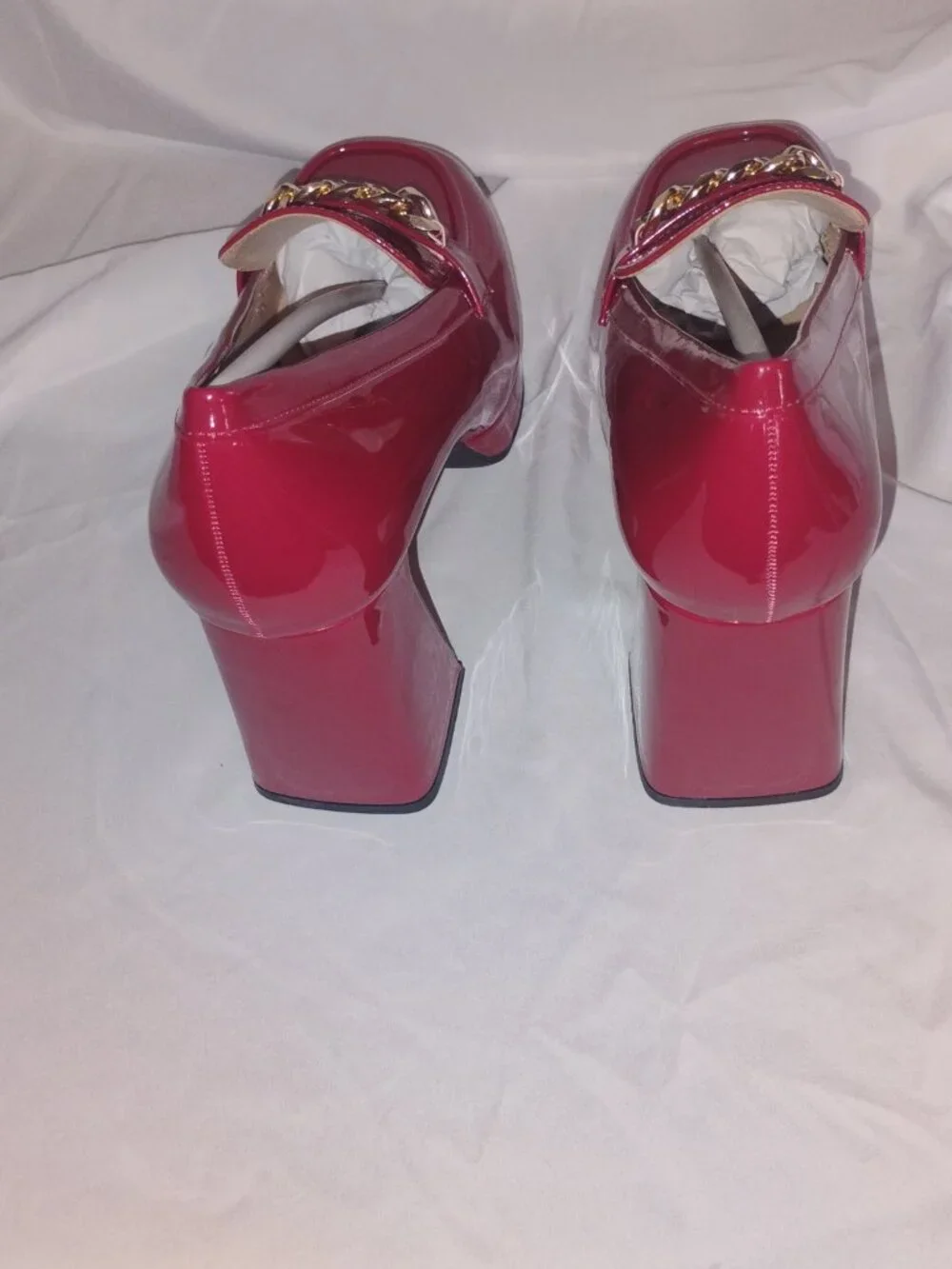 IDIFU IN4 Red Patent Platform Chunky Heel Loafers 9.5